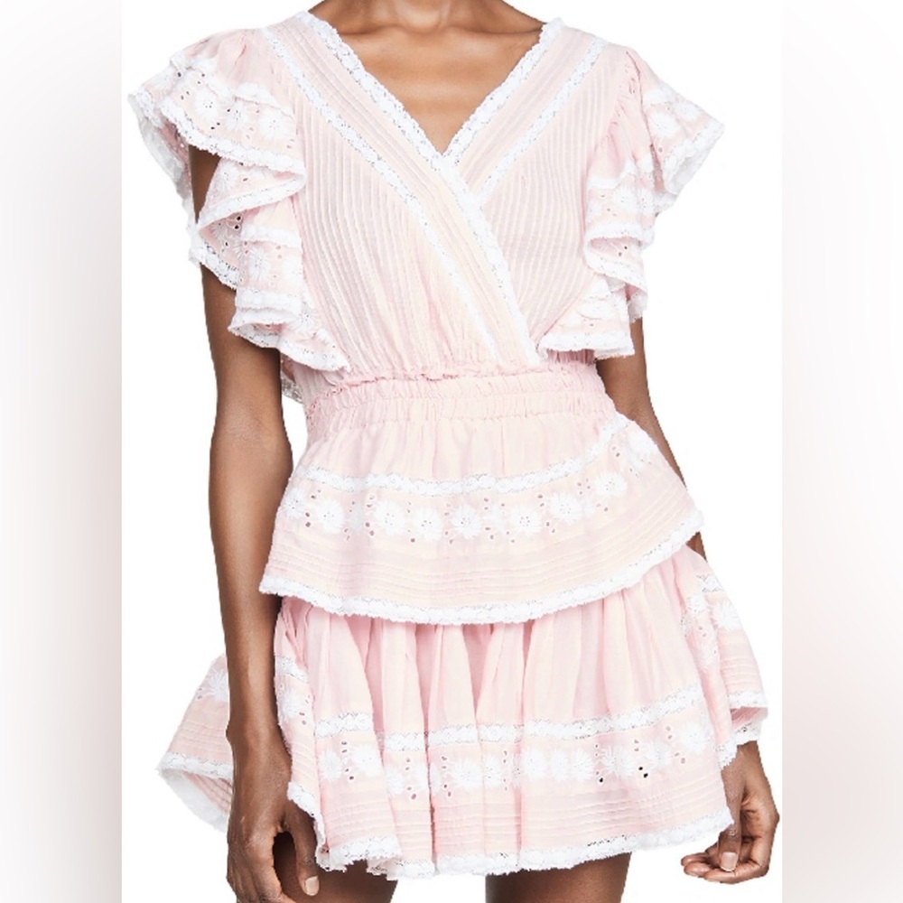 LoveShackFancy Pink Lace Mini Dress